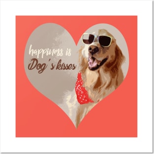 Happiness is Dog's Kisses T-shirts, Stickers and many more Posters and Art